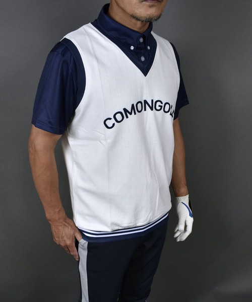 COMONGOLF ゴルフ ドライ ストレッチ Vネック ウェアベスト
