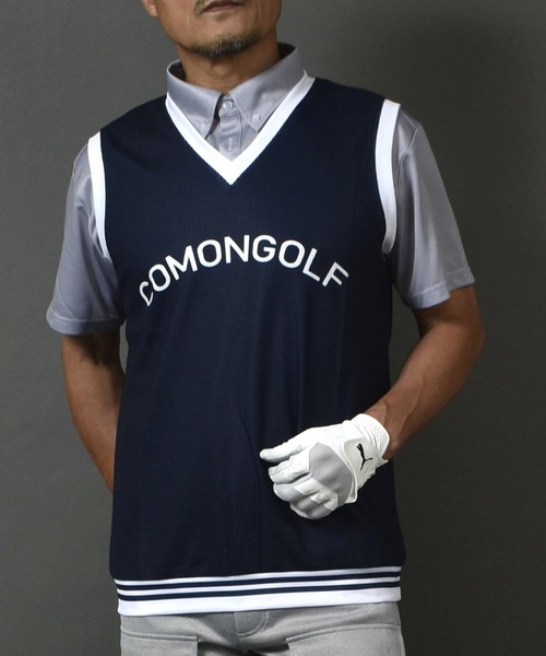 COMONGOLF ゴルフ ドライ ストレッチ Vネック ウェアベスト