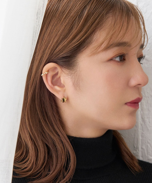 エッセンス シルバー(W) モイサナイト クロス ワンタッチ ピアス モアサナイト シルバー ピアス 6.5mm 6PRONG-1.0CT SJ25