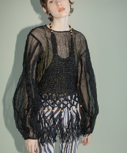 leinwande tシャツ Recycle Organdy Pleats Top レディース