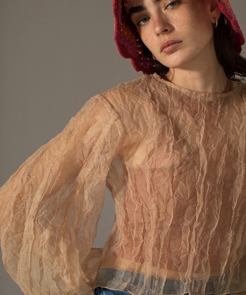 leinwande tシャツ Recycle Organdy Pleats Top レディース
