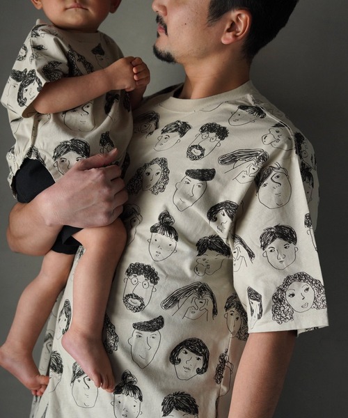 オメでたい頭でなにより 総柄Tシャツ MAKE YOUR DAY tシャツ いろんな顔総柄半袖Tシャツパパサイズ