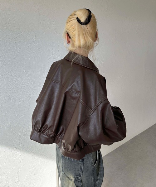【専用出品】sedacle girl クロップドフェイクレザー sedacle girl レディース ジャケット ブルゾン クロップド
