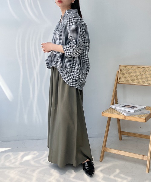 AS KNOW ブラウス シャツ 前開きスキッパー7分袖シャツ