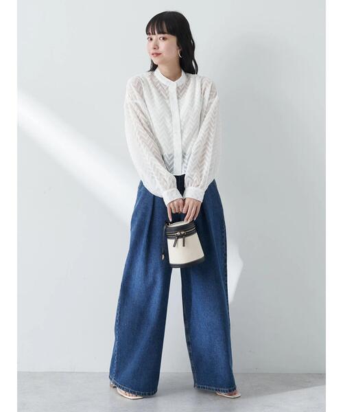 ★  Jeans★ ワイドデニム 青 レディース エコ素材 自由区 ジーンズ デニム デニムパンツ テンセルデニムワイド