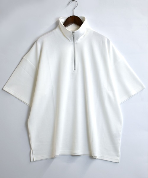【TARGETTO】ハーフジップアップラグランクロップTシャツ Starting Over tシャツ double knit half zip T-shirt/接触冷感