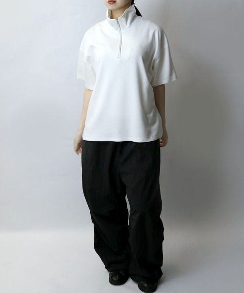 たーたん分。タッパーウエア。 Starting Over tシャツ double knit half zip T-shirt/接触冷感