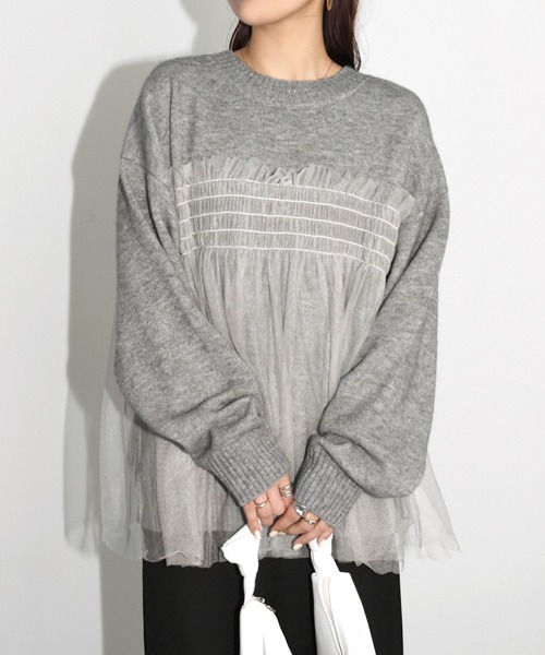 美品MAISONMAVERICKPRESENTS 異素材ドッキングニットセーター C`EST MOIJEU 40％OFF SALE セモアージュ 異素材ドッキング