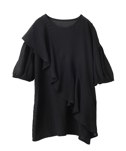 ブラウス シャツ ツイルドッキングフリルトップス レディース Sov. ブラウス シャツ ツイルドッキングフリルトップス