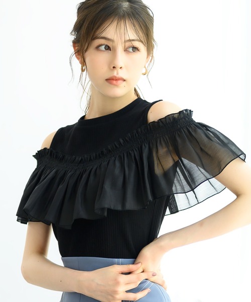MISCH MASCH tシャツ 2024春夏新作2wayラッフルカットソー