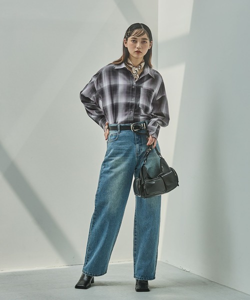 ブラウス シャツ オンブレチェックシャツ　581148 レディース PAGEBOY ブラウス シャツ オンブレチェックシャツ レディース