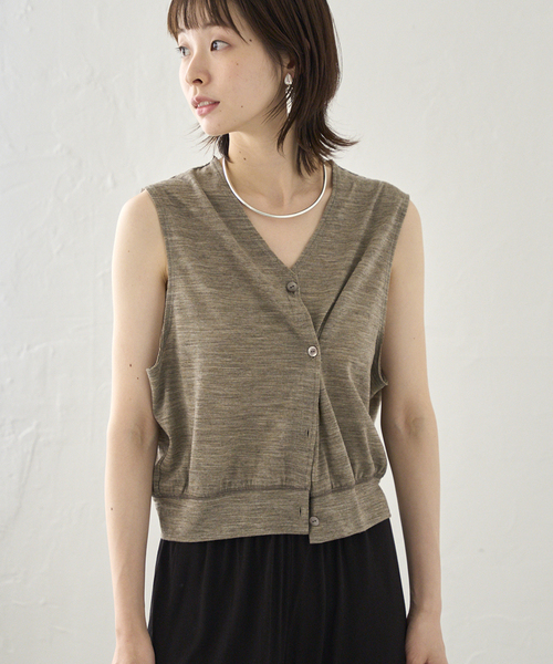 PROTAGONISTA プロタゴニスタ別注BUTTONトップス　ベージュ plage tシャツ PROTAGONISTA/プロタゴニスタ 別注 BUTTON