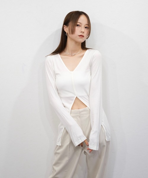 (新品タグ付) フロントスリットトップス front slit tops 新品タグ付) フロントスリットトップス front slit tops高価