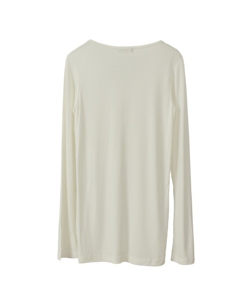 フロントスリットトップス／front slit top 長袖 クルーネック