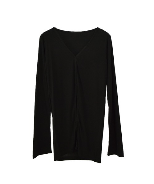 フロントスリットトップス／front slit top 長袖 クルーネック