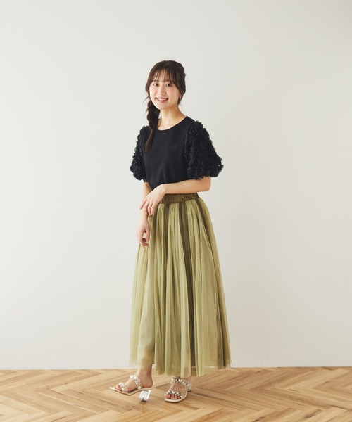 ☆お値下げ中☆新品 falsetto チュールフレアスカート　パープル系 7号 ☆お値下げ中☆新品 falsetto チュールフレアスカート パープル