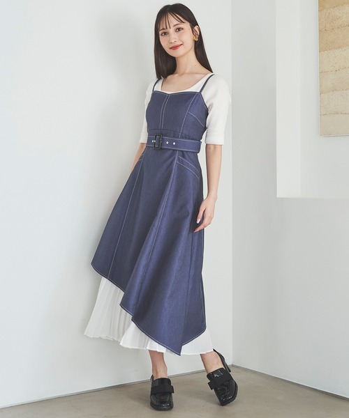 【美品】stola.プリーツジャンパースカート 31 Sons de mode ジャンパースカート 裾プリーツレディライン