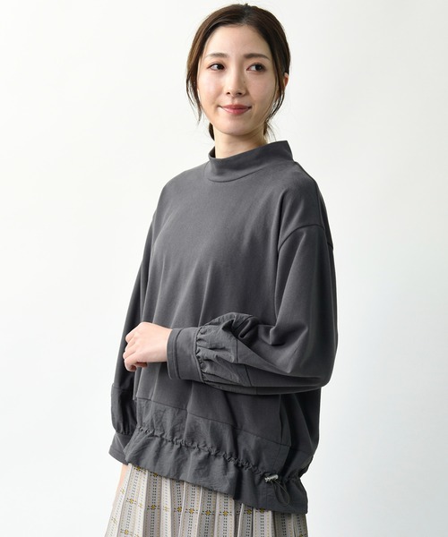 トレーナー スウェット 「mite fabrica」ミーテファブリカ/異素材ドッキング裏毛ドロストプルオーバー レディース