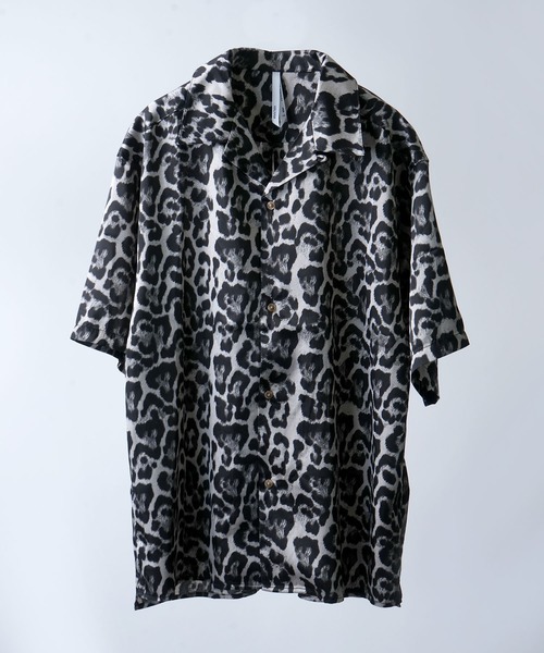 ノーブランド　オープンカラーシャツ　レオパード　豹柄　ヒョウ柄　アニマル柄 Starting Over シャツ animal pattern open collar shirt short