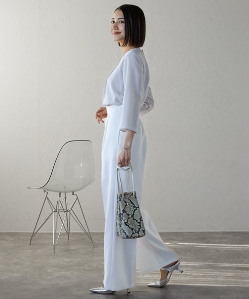 frenchpave 7分袖ブラウス 刺繍スリーブバンドカラー7分袖ブラウス[品番：RPSW0003766