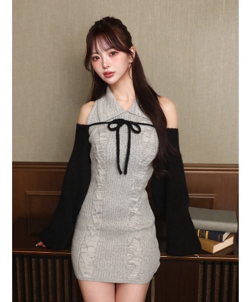 Darich ワンピース ショートボレロニットミニワンピース