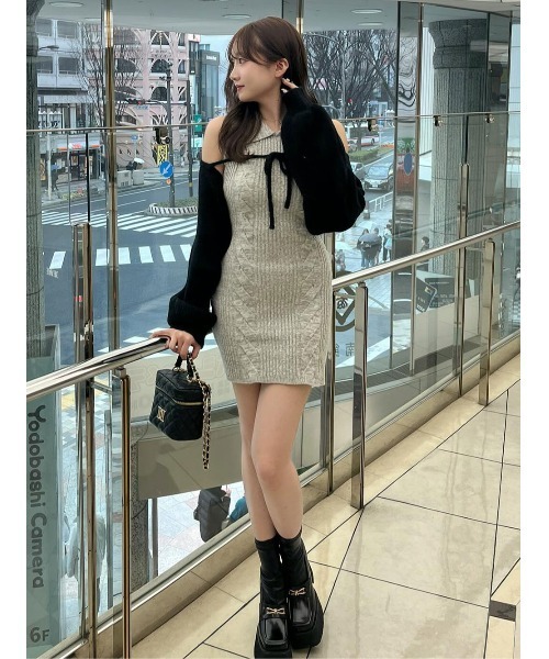 Darich ワンピース ショートボレロニットミニワンピース