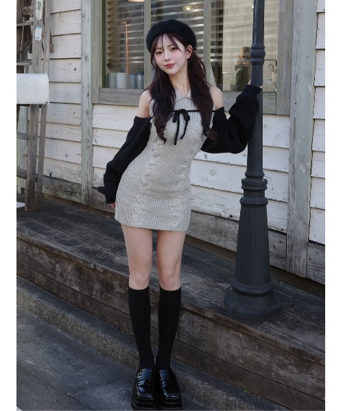 darich ショートボレロニットミニワンピース Darich ワンピース ショートボレロニットミニワンピース