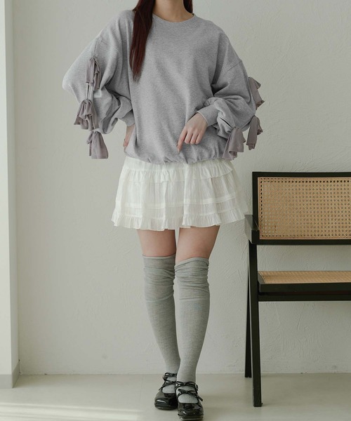THT shirring sweat シャーリングスウェットグレー