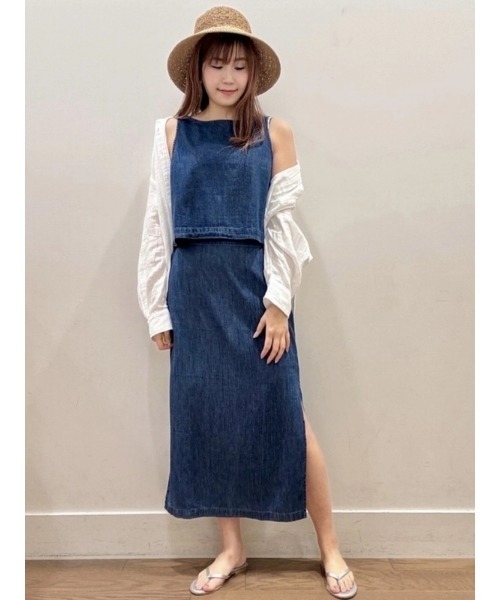 GAP ブラウス シャツ ウルトラソフト デニム クロップド シェル