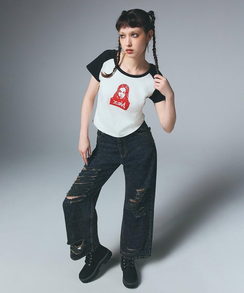 tシャツ SILENT PAW BABY TEE レディース X-girl tシャツ FACE RAGLAN S/S BABY TEE レディース