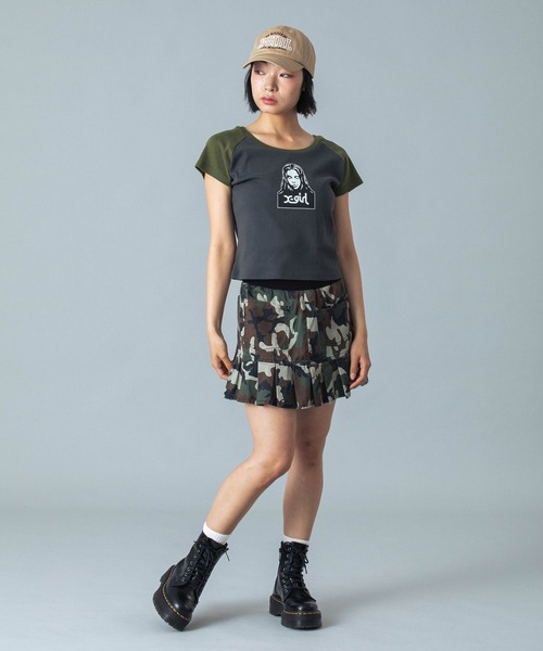 X-girl（エックスガール） tシャツ 半袖 FACE RAGLAN S/S BABY TEE