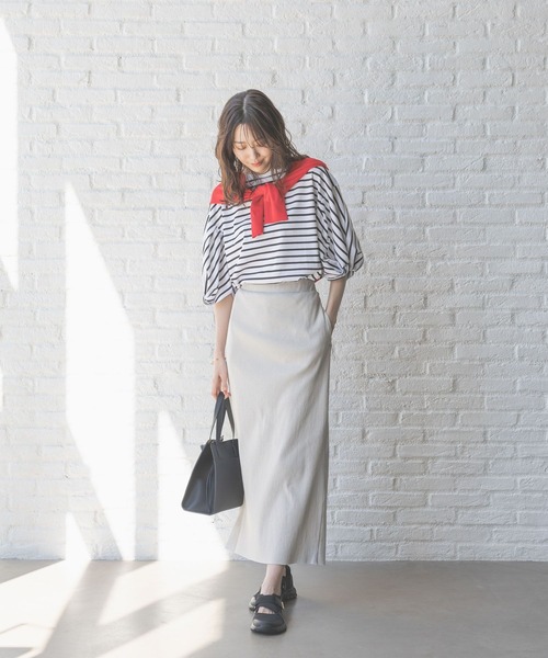 Iラインスカート S・Mサイズ展開あり】シャーリングカットIラインスカート