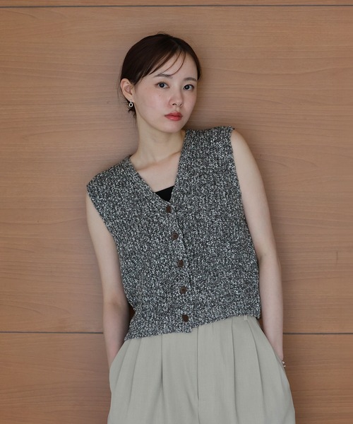春のコレクション J by blue ベスト ジレ Vネックサマーニットベスト レディース トップス