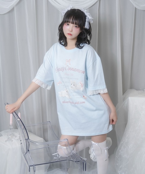 tシャツ cake cat フリルTシャツ レディース