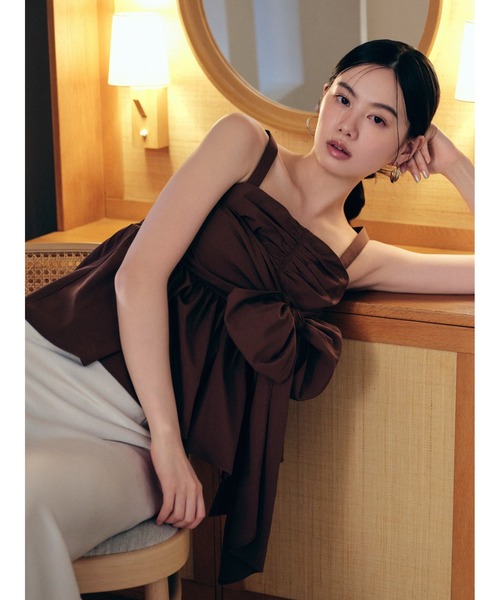 ブラウス シャツ 2WAYショルダーリボントップス レディース CB CRESTBRIDGE ブラウス シャツ 前後2WAYシアーリボンブラウス