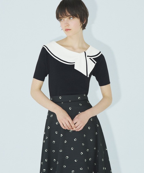ストロベリーフィールズ　リボン　ニット　トップス STRAWBERRY-FIELDS ニット セーター リボンネックニット