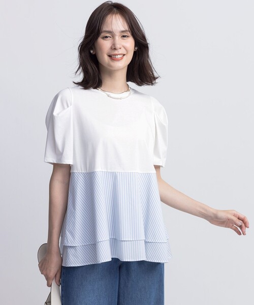 tシャツ シャツコンビティアード カットソー レディース
