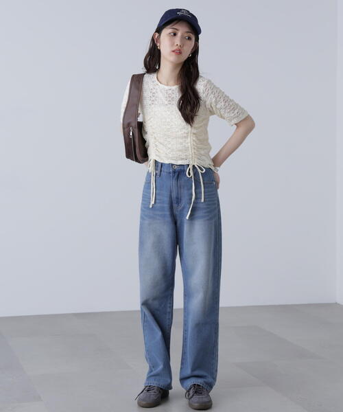 tシャツ ストレッチレースドロストトップス レディース FREE'S MART tシャツ ストレッチレースドロストトップス