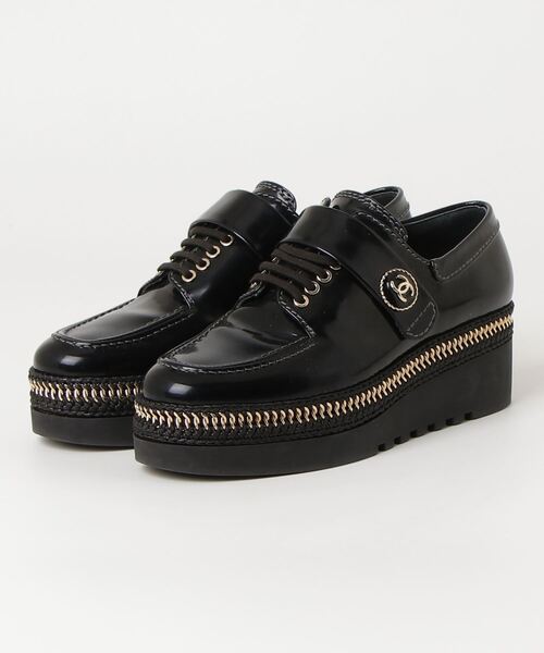 値下✨CHANEL✨】ブラック レディース　スニーカー　24.５cm‼️ Chanel 23K Grey Suede Black White CC Logo Lace Up Low Top
