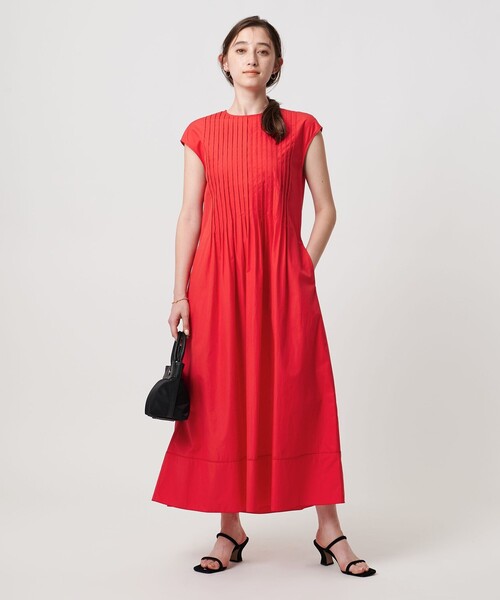 ワンピース UNITED ARROWS Cotton Silk Tuck Dress 38 UNITED ARROWS ワンピース コットンシルク シルキータック