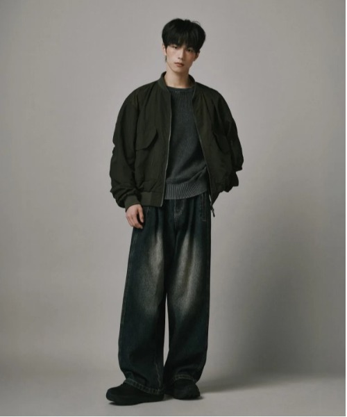 ワイドパンツ ジーンズ 「Vini」コンストラクションワイドデニムパンツ