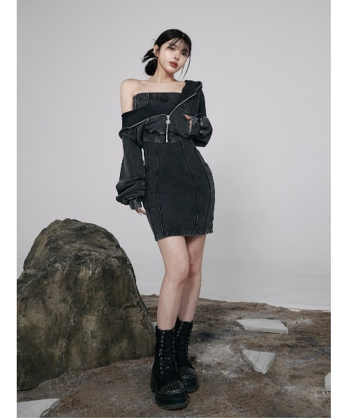 ダーリッチ ボックスクロップドシャツセットアップ Darich ダーリッチ Darich パーツボックスショートTシャツ （ブルー