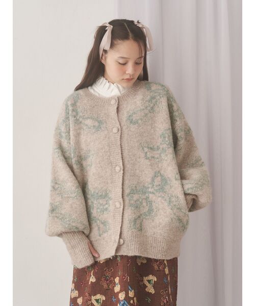 merry jenny（メリージェニー） カーディガン ribbon jacquard knit