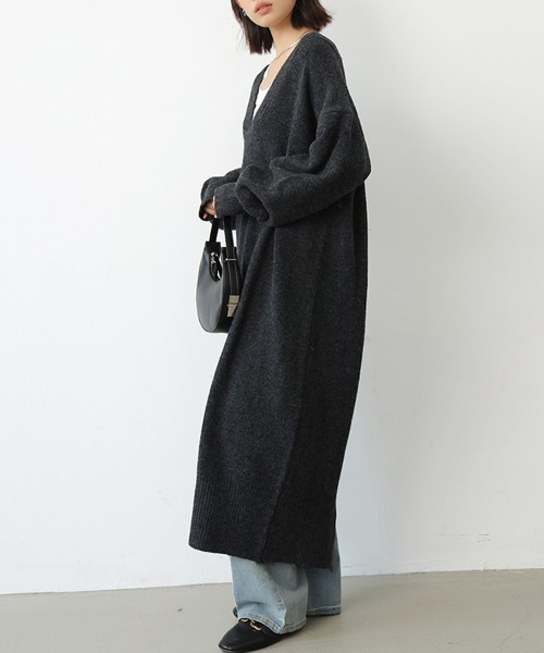 ワンピース 天竺編みVネックニットロングワンピース : ZOZOTOWN Yahoo