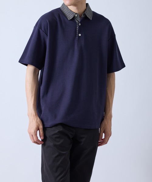 JUNRED（ジュンレッド） tシャツ チェック襟切り替えポロシャツ メンズ