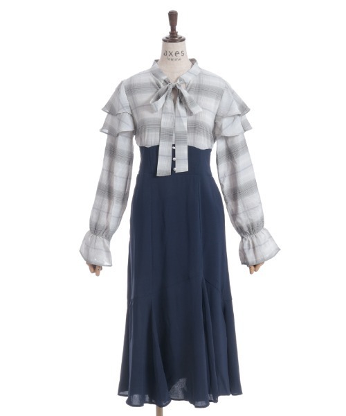 アクシーズファム　トップス　ボトムス　ワンピース axes femme（アクシーズ ファム） ワンピース ボウタイドッキング