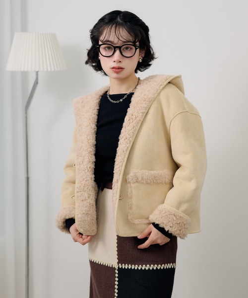 コート アウター boa reversible hoodie short coat /ボアリバーシブル コート アウター boa reversible hoodie short coat /ボアリバーシブル