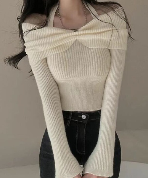 Ada. ニット セーター 「Mellfy」ホルターネックオフショルダー