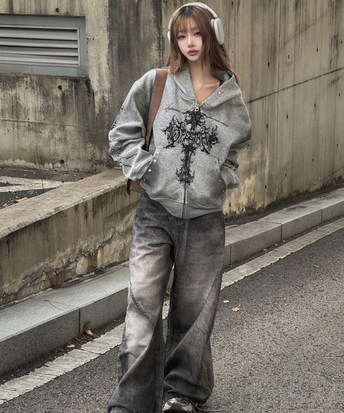 KsG ジーンズ デニム デニムパンツ ウォッシュドワイドバギーデニム