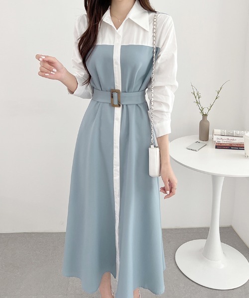 「ABITOKYO」 長袖ワンピース L ベージュ レディース_画像3